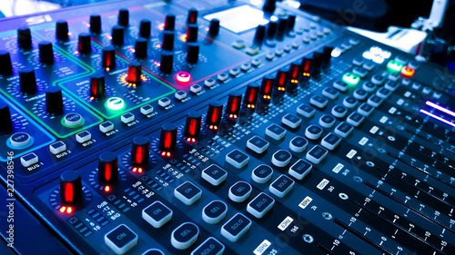 Light and Sound control mixer for Event on stage ,Professional device equipment photo