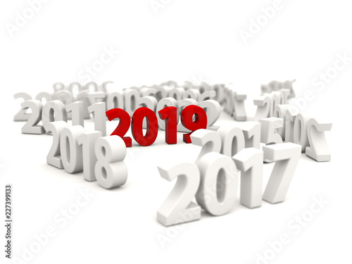 2019 Happy New Year symbol with other years © Mikhail Mishchenko