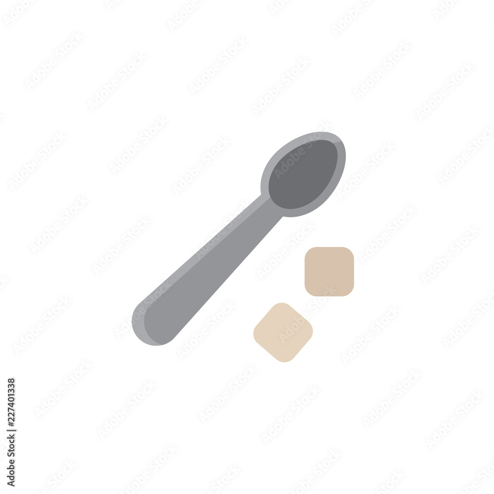 Tea spoon and sugar cubes flat icon, vector sign, colorful pictogram isolated on white. Symbol, logo illustration. Flat style design