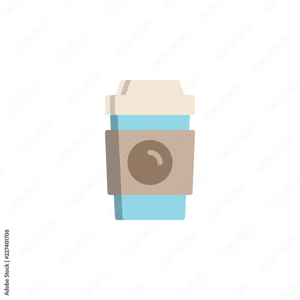 Take away coffee cup flat icon, vector sign, colorful pictogram isolated on white. Paper cup symbol, logo illustration. Flat style design Take away coffee cup flat icon, vector sign, colorful pictogram isolated on white. Paper cup symbol, logo illustration. Flat style design