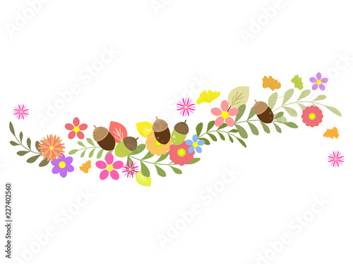 お花とどんぐりと葉っぱのライン