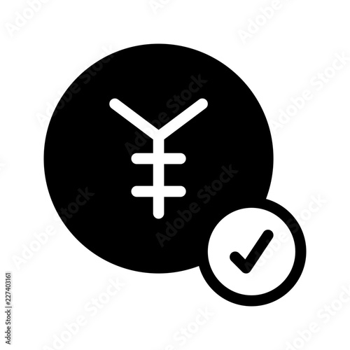Payed Coin Cash Electronic Yen Purchase vector icon