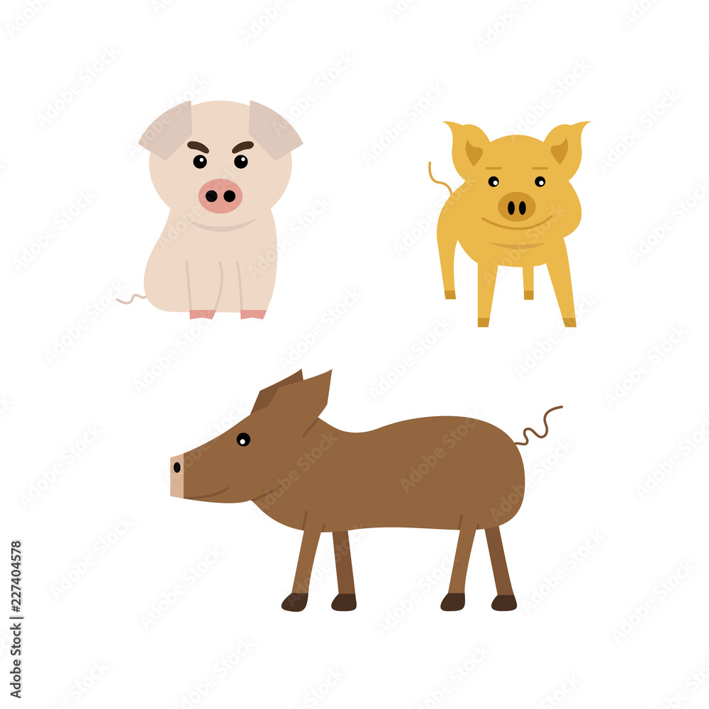 set of three color pigs set of three color pigs