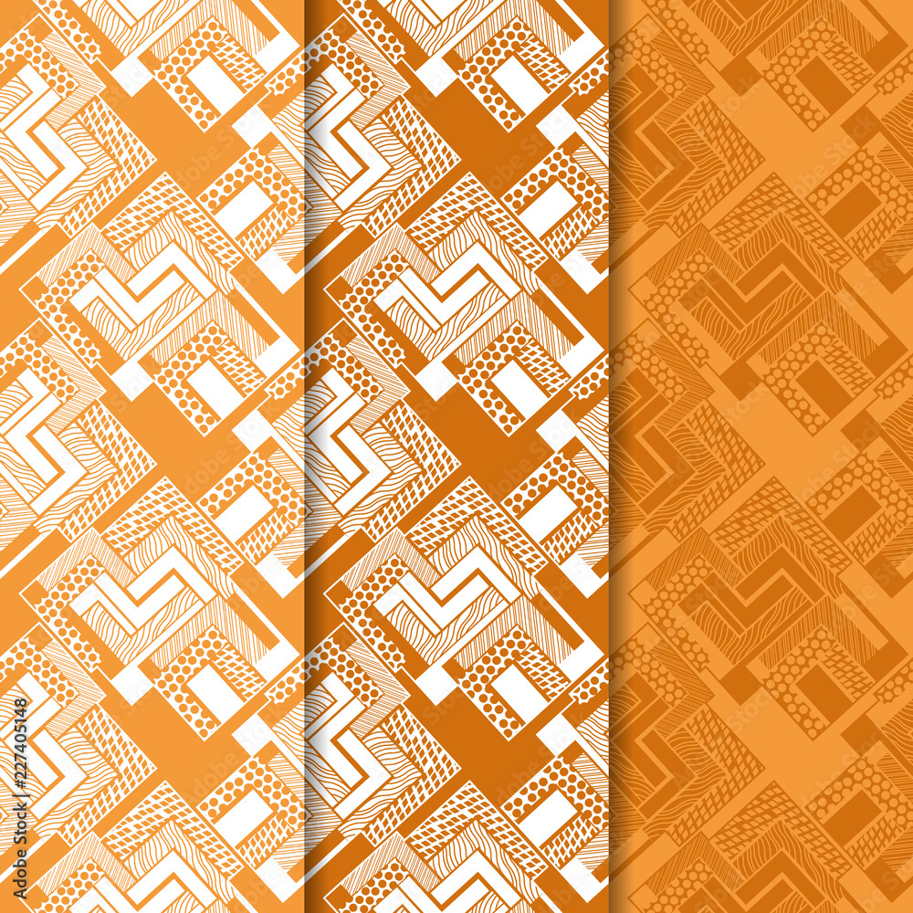 Obraz premium seamless geometric abstract pattern with waves of stripes and dots