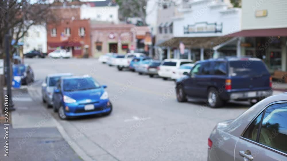 Video background plate of main street in small California mining town with shops
