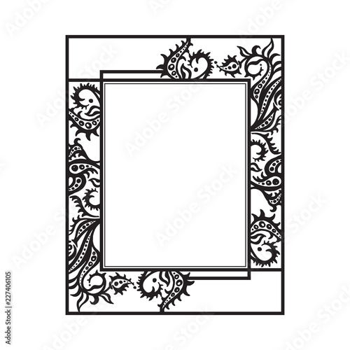 Monochrome vector floral frame