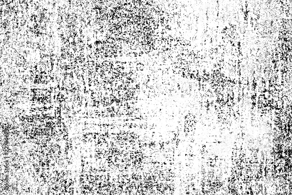 Grunge background black and white. Texture of chips, cracks, scratches, scuffs, dust, dirt. Dark monochrome surface. Old vintage vector pattern