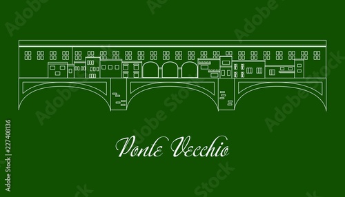 the illustration with landmark the Ponte Vecchio