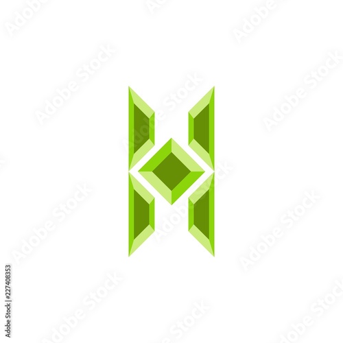 3D H letter logo 