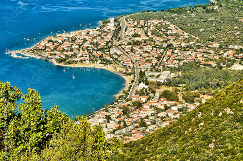 Panorama view cape of Kamena Vourla city and Aegean sea.A touristIc destination in Greece