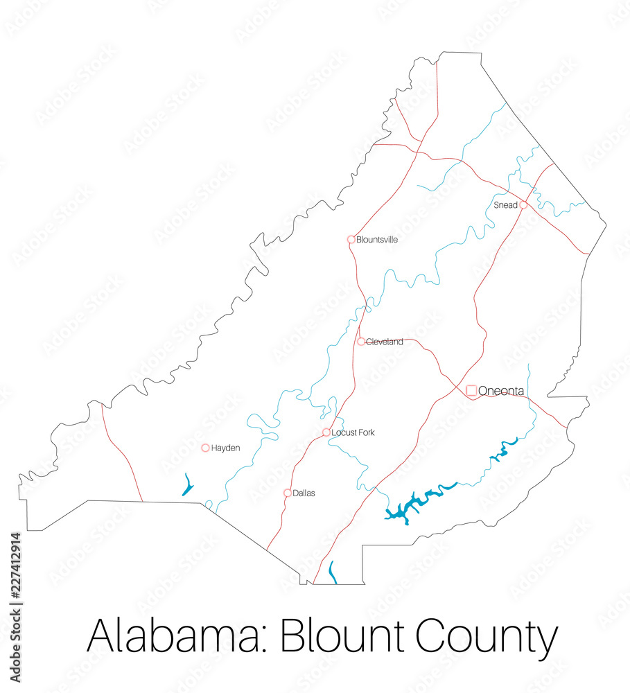 Detailed map of Blount county in Alabama, USA 227412914 Krainy