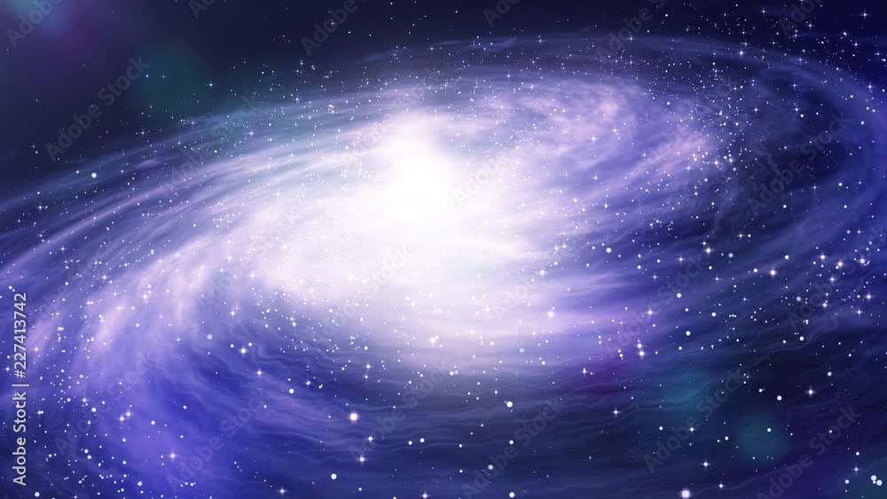 Rotating spiral to the galaxy in bright blue and white colors