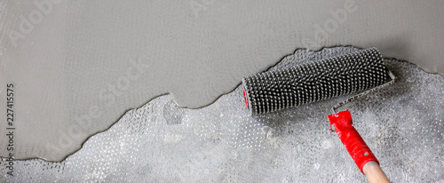 Fill screed floor repair and furnish, shallow dof