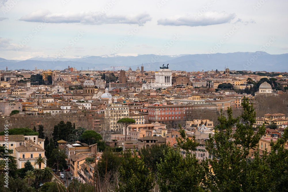 Aerial panorama of Rome from Janiculum terrace