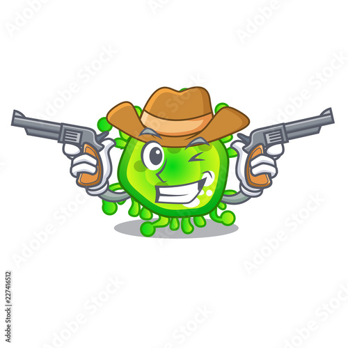Cowboy character microbe bacterium on the palm
