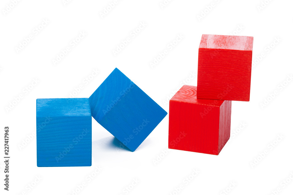 Wooden building blocks isolated on white background Wooden building blocks isolated on white background