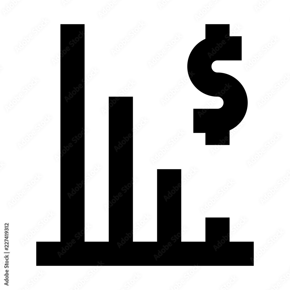 Profit Dollar Decrease Finance Money Exchequer Cash vector icon