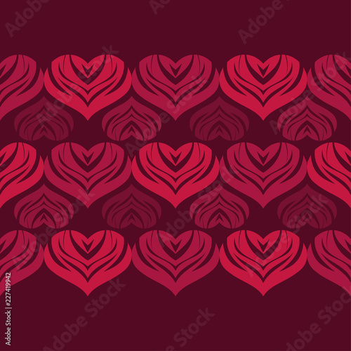 Seamless background with decorative hearts. Valentine's day. Vector illustration. Can be used for wallpaper, textile, invitation card, wrapping, web page background.