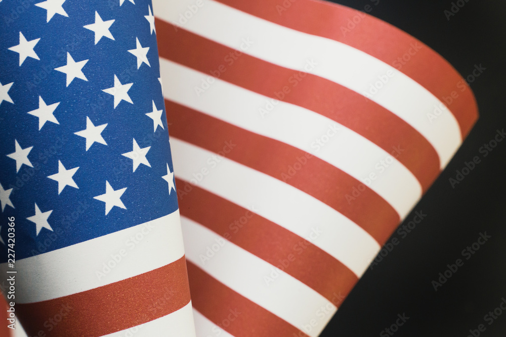 Fototapeta premium The Veterans Day concept united states of America flag on black background..