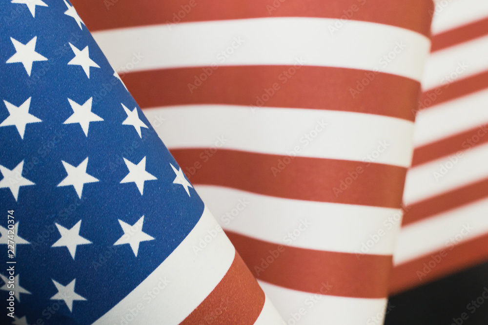 The Veterans Day  concept united states of America flag on black background..