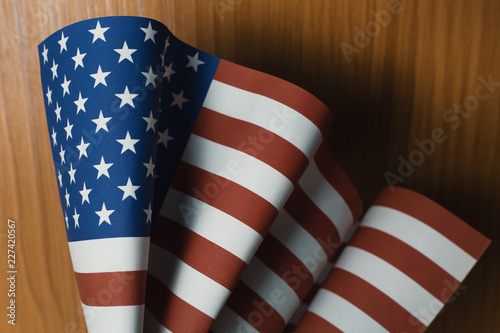 Fototapeta Naklejka Na Ścianę i Meble -  The Veterans Day  concept united states of America flag on wood background.