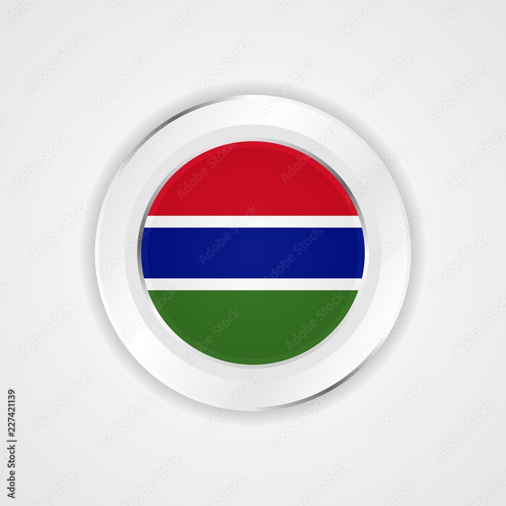 Gambia flag in glossy vector icon. Gambia flag in glossy vector icon.
