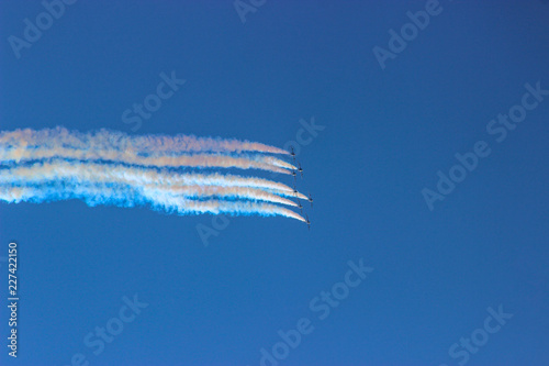 aerobatic performance with a white smoke