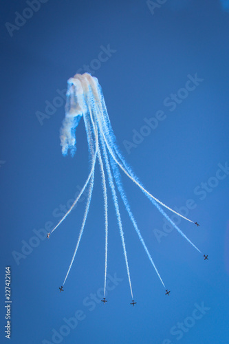 aerobatic performance with a white smoke