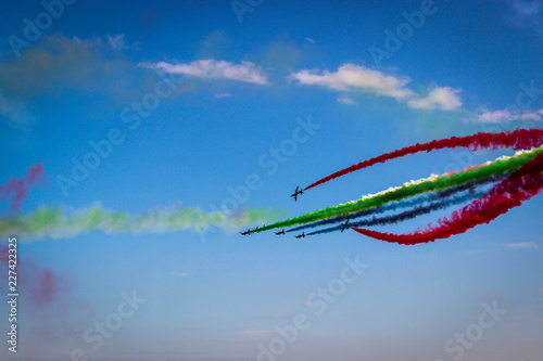 aerobatic performance with a rainbow smoke