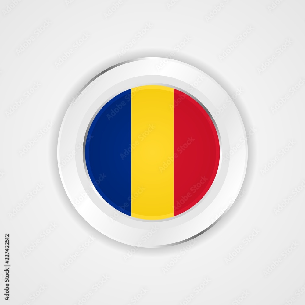 Fototapeta premium Romania flag in glossy vector icon.