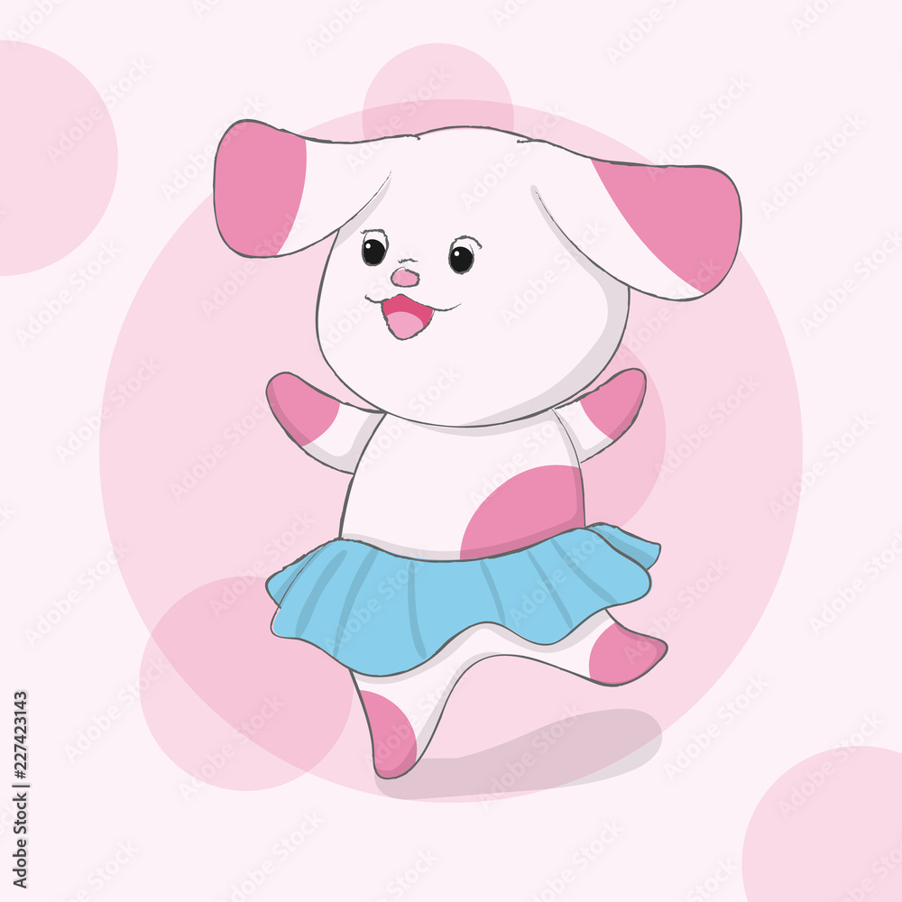 Cute dog dance animal character cartoon hand drawn. Cute dog dance animal character cartoon hand drawn.