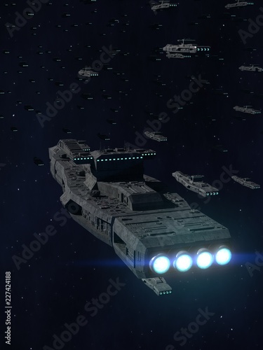 Wallpaper Mural Space Opera: Armada of Battleships 3d Illustration Torontodigital.ca