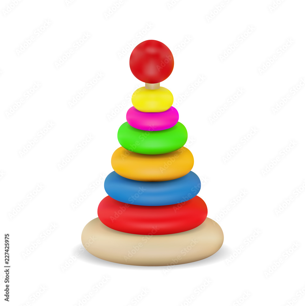 Wooden and rubber baby playing items in bright colors Wooden and rubber baby playing items in bright colors