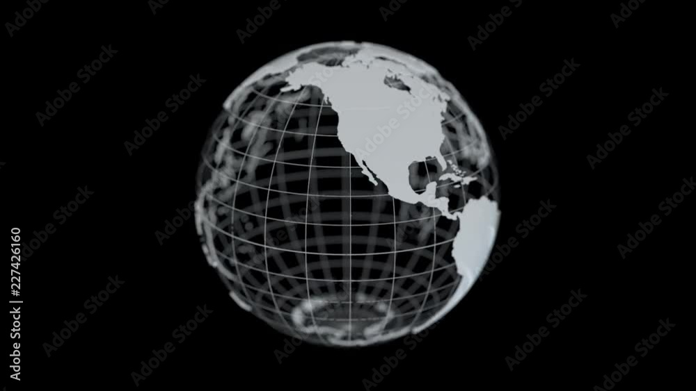 World globe white 3d animation on black background World globe white 3d animation on black background