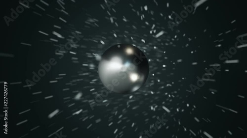 Animation flying of bullet with lines around as symbol of speed. Animation of seamless loop.