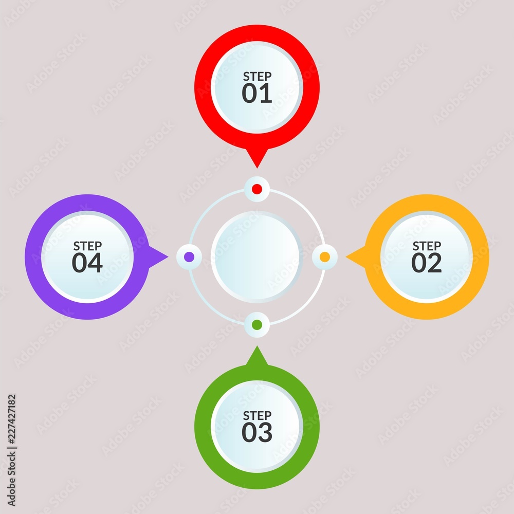 Infographic template of circle connection for use in workflow diagram poster Infographic template of circle connection for use in workflow diagram poster
