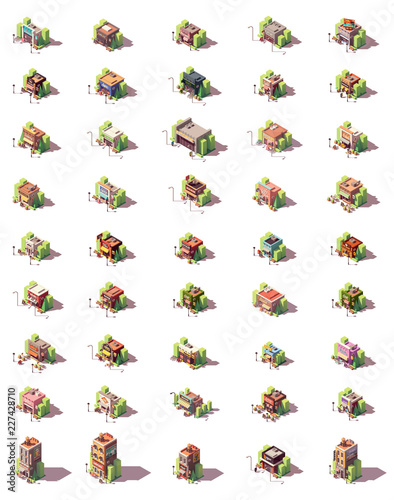 Quadro em tela Vector isometric shops icon set