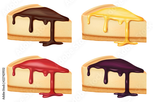 Cheesecake set. Vector illustration.