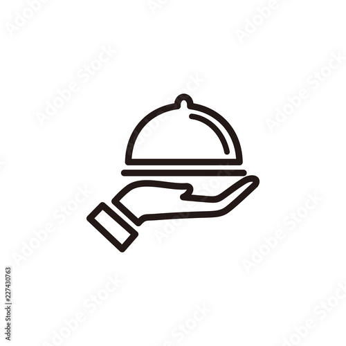 Hand holding food tray icon symbol