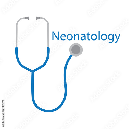neonatology word and stethoscope icon- vector illustration