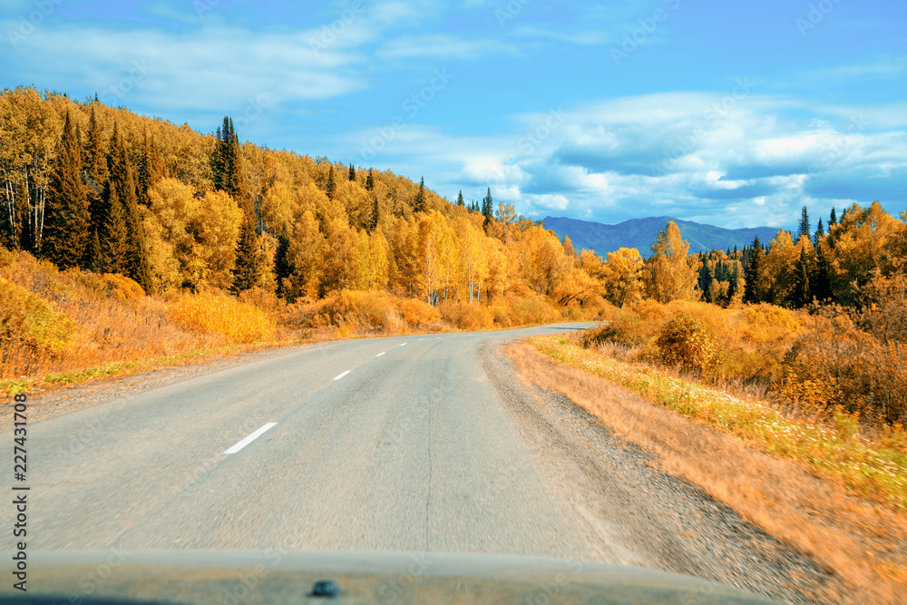 Autumn on the road. Altai. Kazakhstan. Autumn on the road. Altai. Kazakhstan.