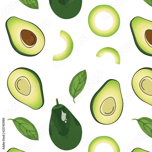Avocado vector fruit Pattern
