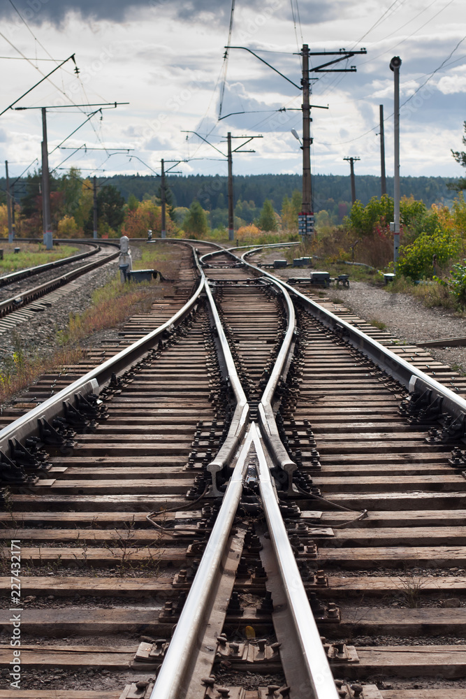 railway switch at the fork in the tracks railway switch at the fork in the tracks