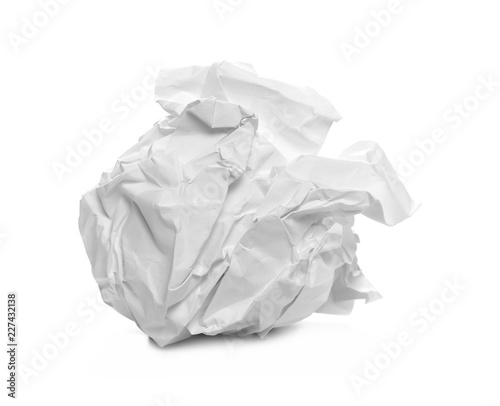 White crumpled paper ball isolated on white background