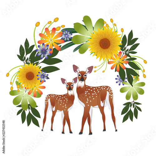 Deer with flower theme
