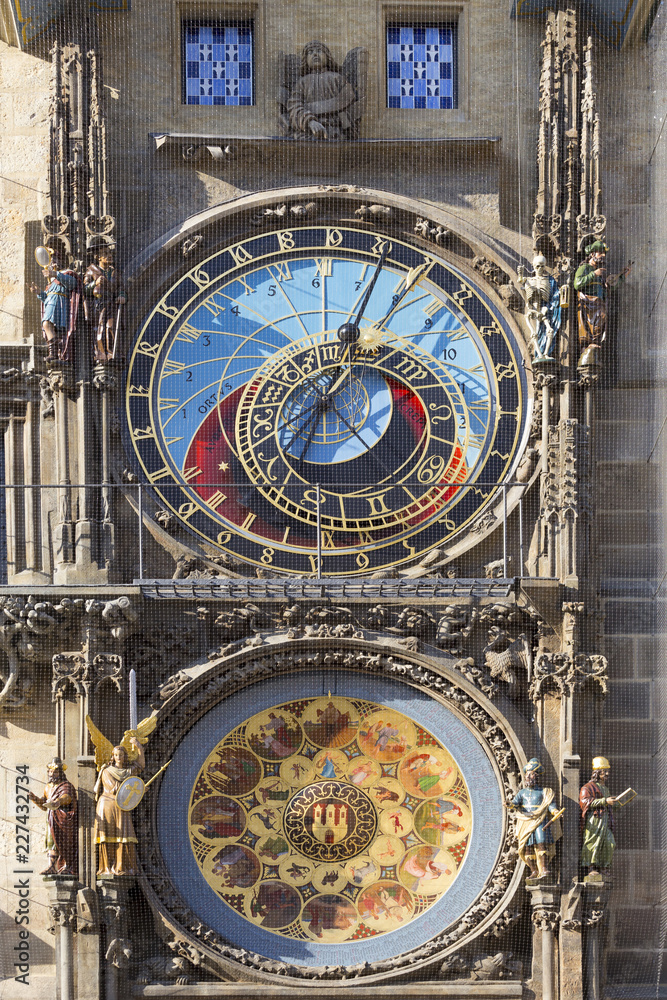 Obraz premium Historical medieval astronomical Clock in Prague on Old Town Hall , Czech Republic