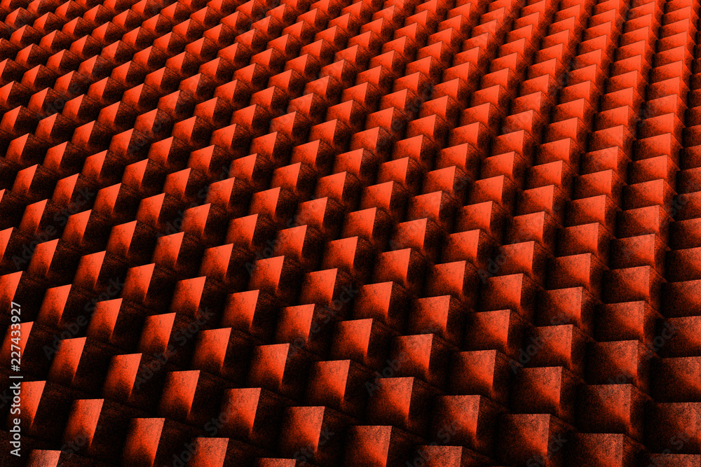 Red cubes background, painted style