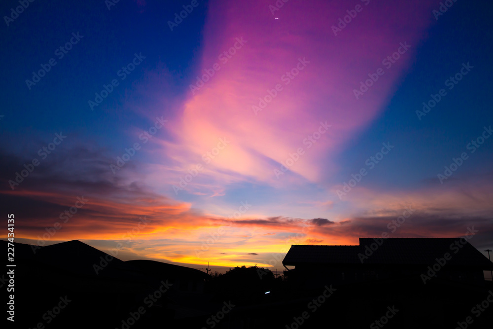 Colorful sky with clouds at sunset,Sky twilight,Background Wallpaper 