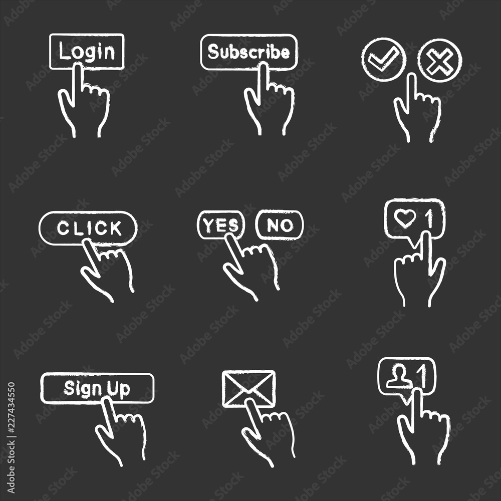 App buttons chalk icons set App buttons chalk icons set