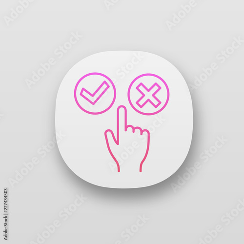 Accept and decline buttons app icons set